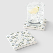 Dessous-de-verre En Pierre Hydrangea Hamptons Fleurs Monogramme (Côté)
