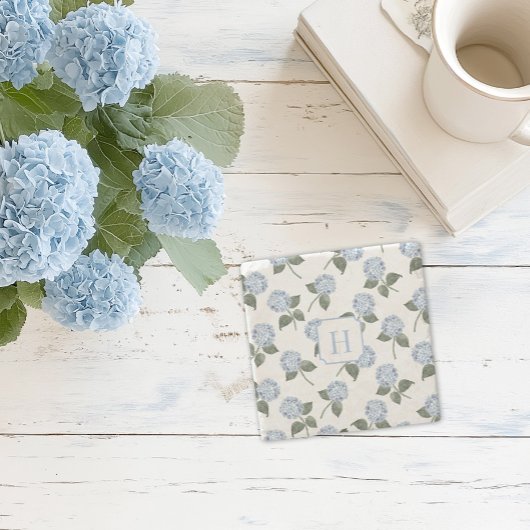 Dessous-de-verre En Pierre Hydrangea Hamptons Fleurs Monogramme