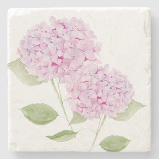 Dessous-de-verre En Pierre Hydrangea Rose Aquarelle (Devant)