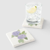 Dessous-de-verre En Pierre Hydrangea Violet Aquarelle (Côté)