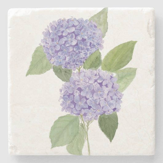 Dessous-de-verre En Pierre Hydrangea Violet Aquarelle (Devant)