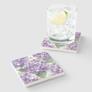 Dessous-de-verre En Pierre Hydrangea Violette Fleur Lavande Aquarelle 