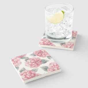 Dessous-de-verre En Pierre Hydrangeas roses Peinture florale aquarelle Fleurs
