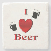 Dessous-de-verre En Pierre I Heart Beer Design (Devant)