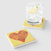 Dessous-de-verre En Pierre I Love Automne, subtil—Coeur feuille d'Aspen rouge (Côté)