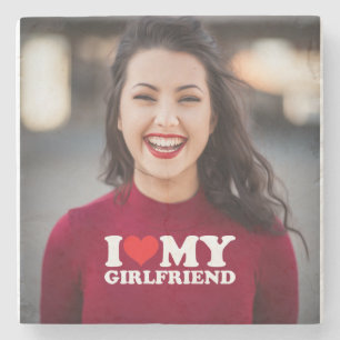 Dessous-de-verre En Pierre I Love My Girlfriend Photo personnalisée