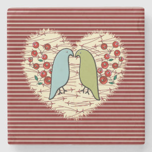 Dessous-de-verre En Pierre I Love Winter Birds and Berries