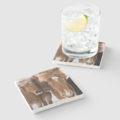 Dessous-de-verre En Pierre Icelandic Horses nuzzle (Côté)