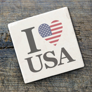 Dessous-de-verre En Pierre Iconique "I ❤️ USA" Dessous de verre en pierre