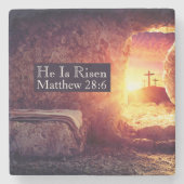 Dessous-de-verre En Pierre Il Est Ressuscité Trois Croix Tombeau Vide Pâques (Devant)