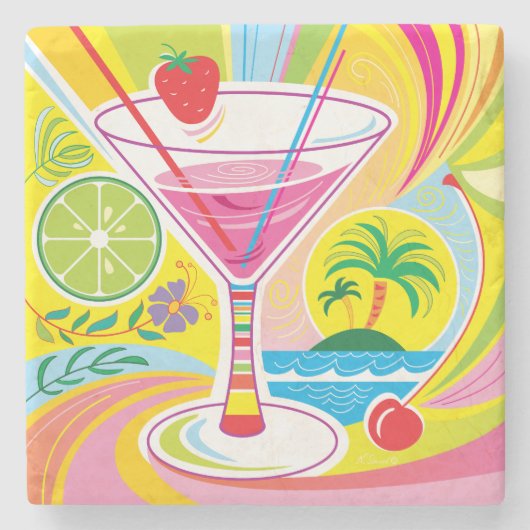 Dessous-de-verre En Pierre Île de cocktail (Devant)