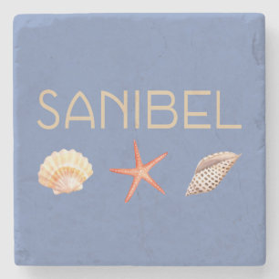 Dessous-de-verre En Pierre Île la Floride de Sanibel avec des coquilles