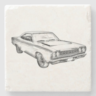 Dessous-de-verre En Pierre Illustration 1968 de voiture de muscle de