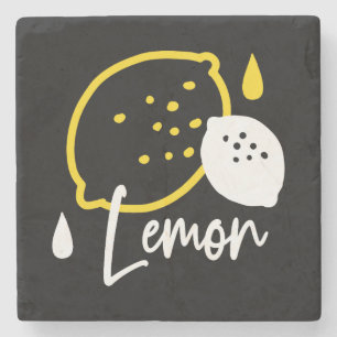 Dessous-de-verre En Pierre Illustration Abstraite au citron - Art des agrumes
