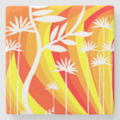 Dessous-de-verre En Pierre Illustration botanique orange et blanc (Devant)