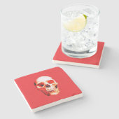 Dessous-de-verre En Pierre Illustration d'art Pop Skull (Côté)