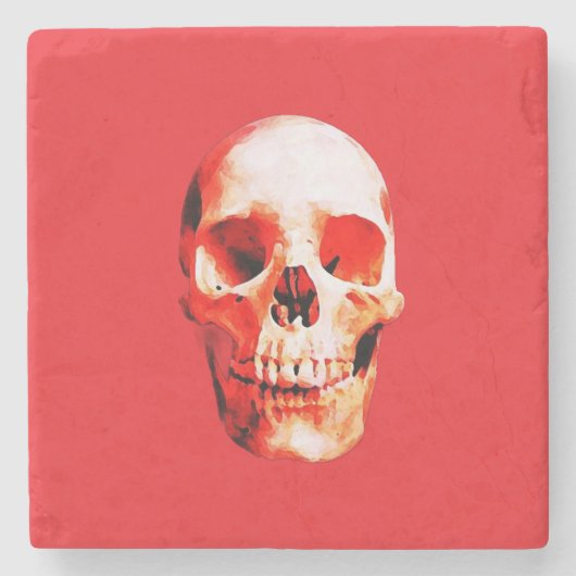 Dessous-de-verre En Pierre Illustration d'art Pop Skull (Devant)