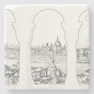 Dessous-de-verre En Pierre Illustration de Budapest et parlement hongrois