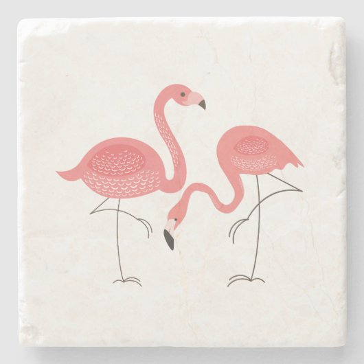 Dessous-de-verre En Pierre Illustration de Flamants roses roses mignons (Devant)
