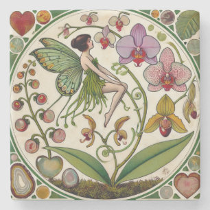 Dessous-de-verre En Pierre Illustration de la fleur d'orchidée