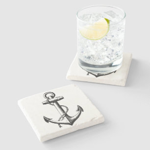 Dessous-de-verre En Pierre Illustration de l'Ancre nautique vintage