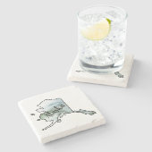 Dessous-de-verre En Pierre Illustration de l'état de l'Alaska (Côté)