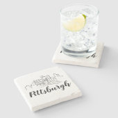 Dessous-de-verre En Pierre Illustration de Pittsburgh Skyline (Côté)