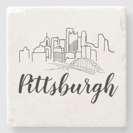 Dessous-de-verre En Pierre Illustration de Pittsburgh Skyline (Devant)