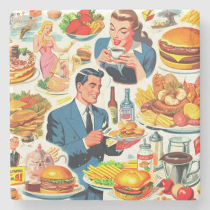 Dessous-de-verre En Pierre Illustration des bandes dessinées alimentaires des