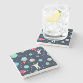 Dessous-de-verre En Pierre Illustration du Motif spatial (Côté)