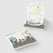 Dessous-de-verre En Pierre Illustration d'un paysage urbain sale (Côté)