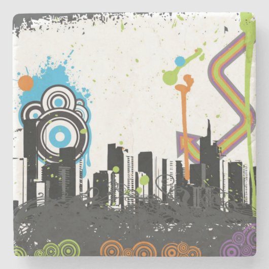 Dessous-de-verre En Pierre Illustration d'un paysage urbain sale (Devant)