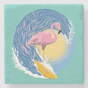 Dessous-de-verre En Pierre Illustration graphique du Flamant rose de navigati