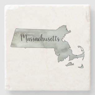 Dessous-de-verre En Pierre Illustration Massachusetts Plan d'État