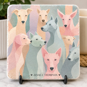 Dessous-de-verre En Pierre Illustration minimaliste de chiens aux couleurs pa