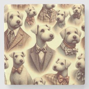 Dessous-de-verre En Pierre Illustration vintage Bedlington Terrier