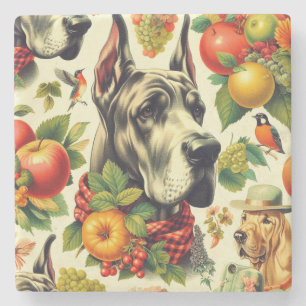 Dessous-de-verre En Pierre Illustration vintage de chien gibier