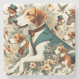 Dessous-de-verre En Pierre Illustration vintage de Foxhound sans joint