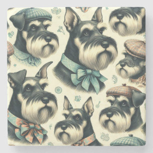 Dessous-de-verre En Pierre Illustration vintage Schnauzer sans joint