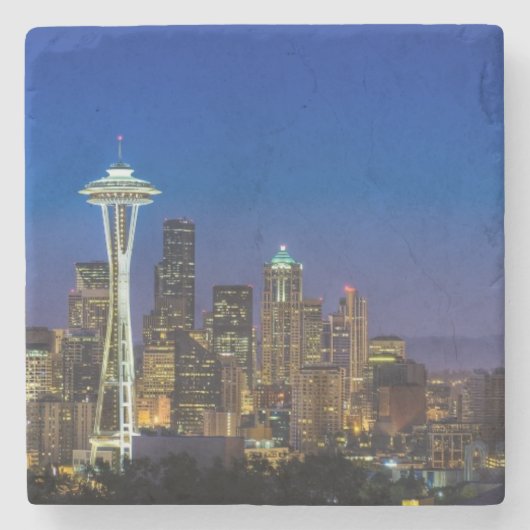 Dessous-de-verre En Pierre Image d'horizon de Seattle en quelques heures de (Devant)