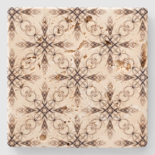 Dessous-de-verre En Pierre Imaginaire médiéval Sepia Fractal Art (Devant)