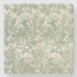 Dessous-de-verre En Pierre Impression d'art floral Tulipe verte de William Mo