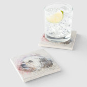 Dessous-de-verre En Pierre Impression de chien peint (Côté)