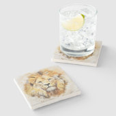 Dessous-de-verre En Pierre Impression Lion peint (Côté)