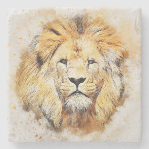 Dessous-de-verre En Pierre Impression Lion peint