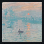 Dessous-de-verre En Pierre Impression Sunrise Claude Monet<br><div class="desc">Monet Impressionnism Peinture - Le nom de ce tableau est Impression,  Lever de soleil,  un célèbre tableau de Claude Monet impressionniste français peint en 1872 et montré à l'exposition des impressionnistes à Paris en 1874. Sunrise montre le port du Havre.</div>