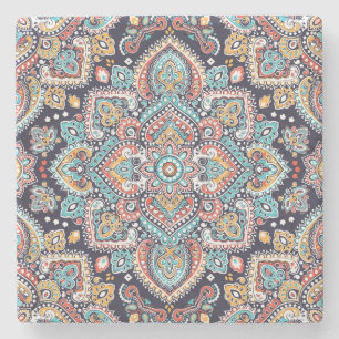 Dessous-de-verre En Pierre Indian Paisley : Motif ethnique mandala