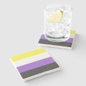 Dessous-de-verre En Pierre Indicateur Enby (Pride non binaire) (Côté)