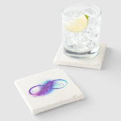 Dessous-de-verre En Pierre Infini avec plume violette (Côté)