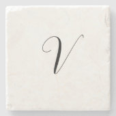 Dessous-de-verre En Pierre Initiale de monogramme personnalisé script (Devant)